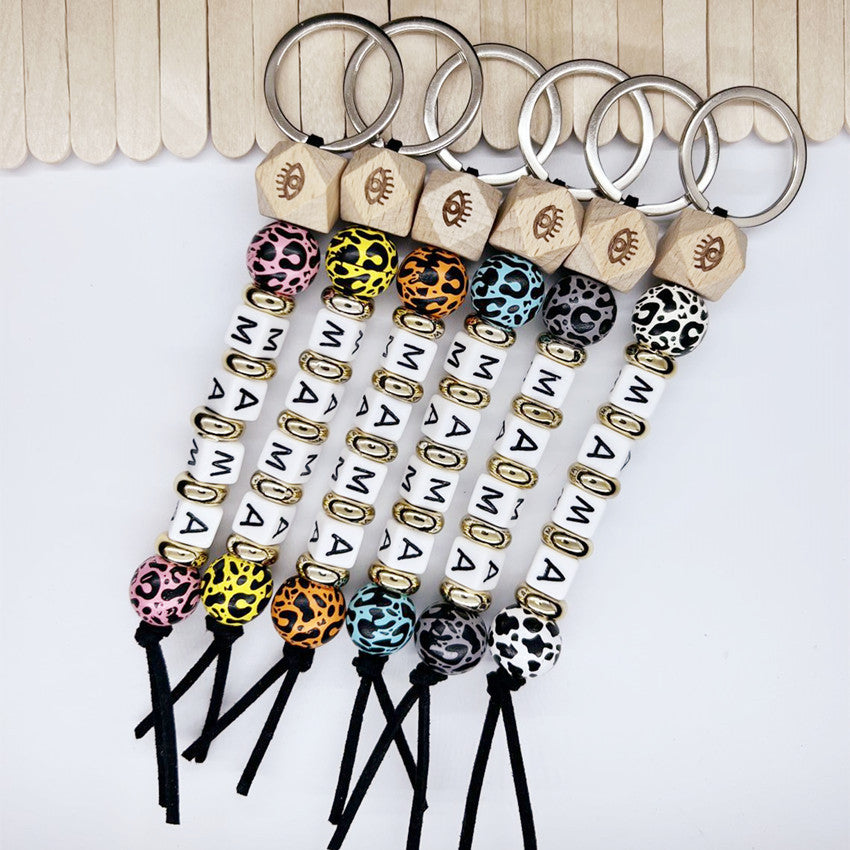 Mala Mamá Día de la Madre Leopardo Bead Bead Keychain